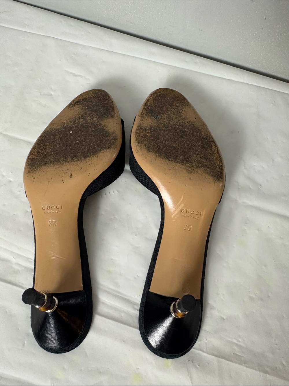 Gucci Black Open-Toe monogram black with Bamboo Heel Detail - Picture 9 of 16